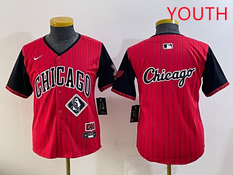 Youth Chicago White Sox Blank Red Stripe Joint Name Nike 2025 MLB Jersey style 21